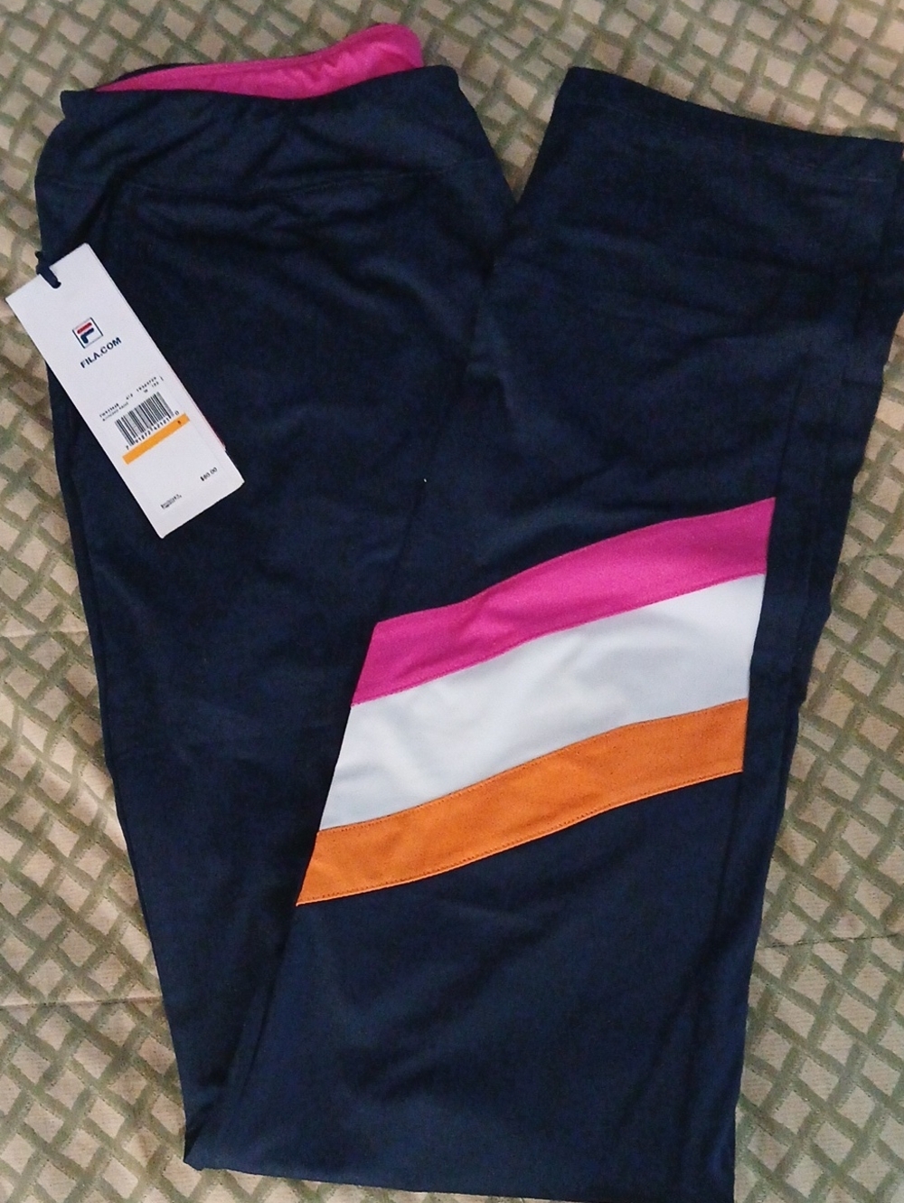 Fila Navy Leggings with Pink, White & Orange Panels
